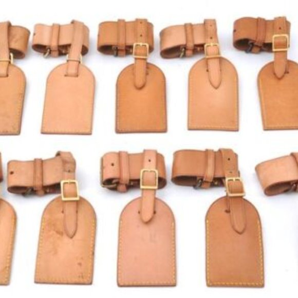 Vintage Louis Vuitton Luggage Tag Poignet Vachetta Leather Brass Gold Tan LV - Picture 14 of 14